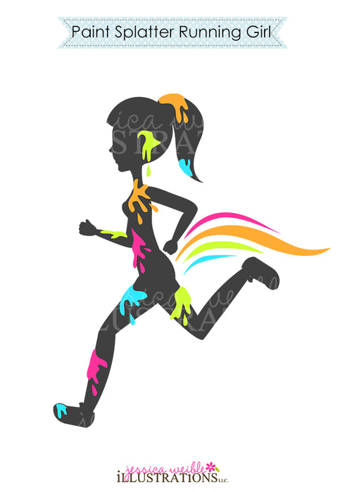 Paint Splattered Running Girl