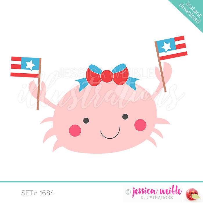 Patriotic Girly Crab