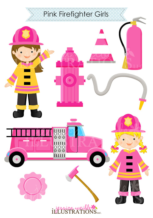 Pink Firefighter Girls