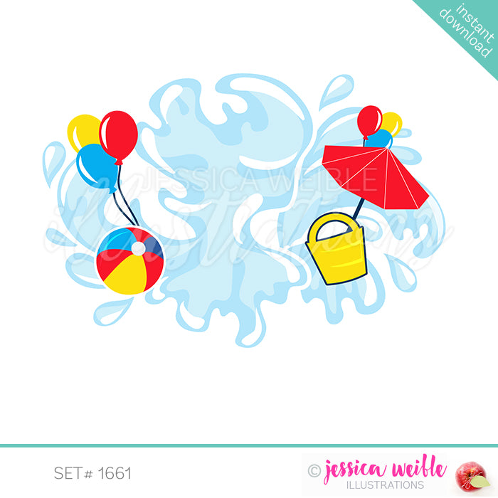 Pool Party Graphic Element Design. PNG Images