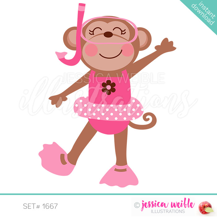 Pink Girl Snorkel Monkey