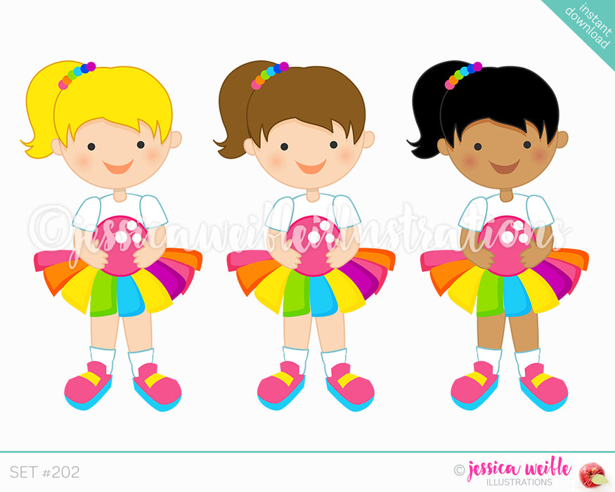 Rainbow Tutu Bowling Girls