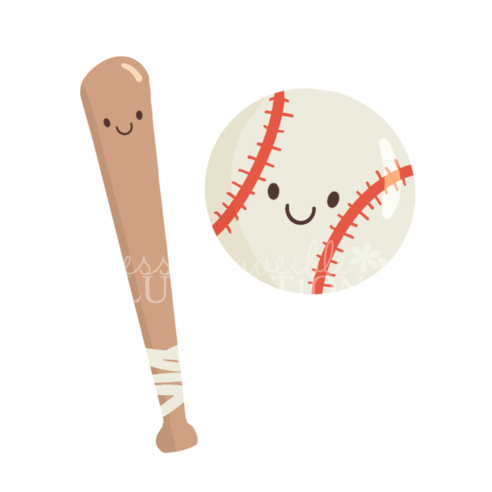 Cute Baseball and Bat